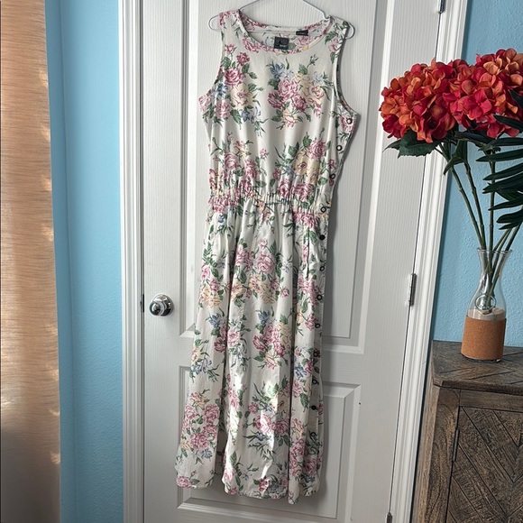 lizwear Dresses & Skirts - Vintage Lizwear Floral Maxi Dress – Side Buttons – Size M– Black Label